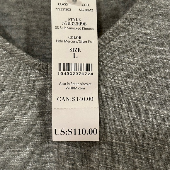 White House Black Market Kimono Sleeve Smocked Waist Dress Size Large - Picture 5 of 10